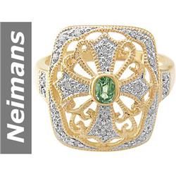 .37 ct Green Sapphire & Diamond Ring 14kt Gold