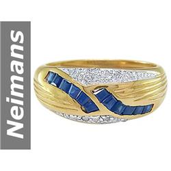 0.71 ct Blue Sapphire & Diamond Ring 14kt Gold