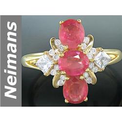 3.36 ct Ruby & White Sapphire & Diamond Ring 14kt Gold