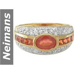1.93 ct Orange Sapphire & Diamond Ring 14kt Gold