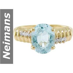 2.50 ct Aquamarine & Diamond Ring 14kt Gold
