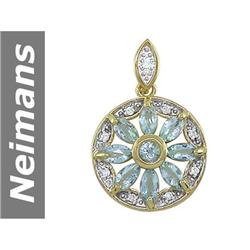 2.16 ct Aquamarine & Diamond Pendant 14kt Gold