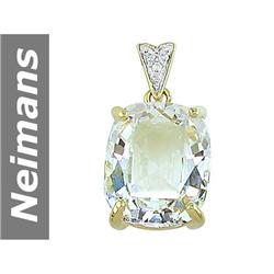 6.75 ct White Morganite & Diamond Pendant 14kt Gold