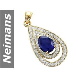 4.00 ct Sapphire & Diamond Pendant 14kt Gold