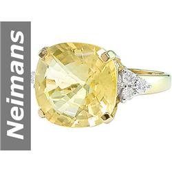 6.68 ct Citrine & Diamond Ring 14kt Gold