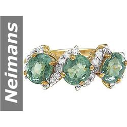 2.93 ct Green Sapphire & Diamond Ring 14kt Gold