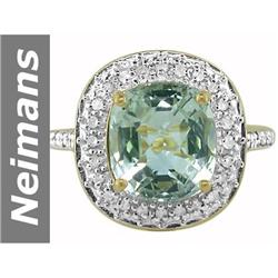 4.34 ct Green Amethyst & Diamond Ring 14kt Gold