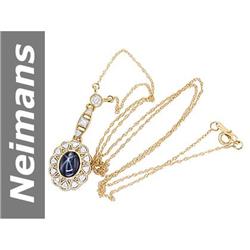 2.20 ct Star Sapphire & Diamond Necklace 14kt Gold