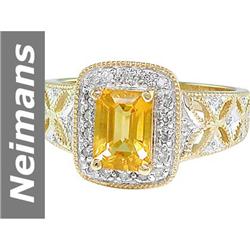 1.09 ct Citrine & Diamond Ring 14kt Gold