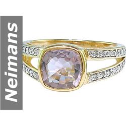 2.07 ct Rose Pink Amethyst & Diamond Ring 14kt Gold