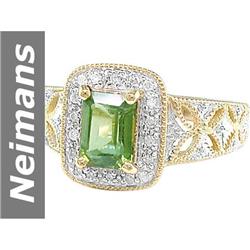 1.46 ct Green Tourmaline & Diamond Ring 14kt Gold