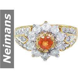 1.53 ct Orange Sapphire & Diamond Ring 14kt Gold