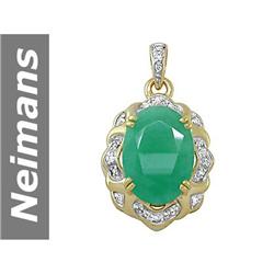 8.10 ct Emerald & Diamond Pendant 14kt Gold