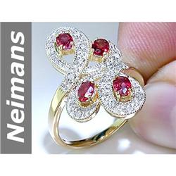 1.08 ct Songea Sapphire & Diamond Ring 14kt Gold