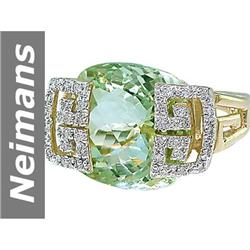 11.59 ct Green Amethyst & Diamond Ring 14kt Gold