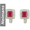 Image 1 : 3.33 ct Ruby & Diamond Earrings 14kt Gold