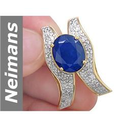 6.48 ct Sapphire & Diamond Pendant 14kt Gold