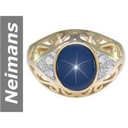 4.65 ct Star Sapphire & Diamond Gents Ring 14kt Gold