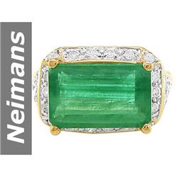 9.32 ct Emerald & Diamond Ring 14kt Gold