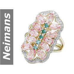 4.53 ct Blue Diamond & Pink Sapphire & Diamond Ring 14kt Gold