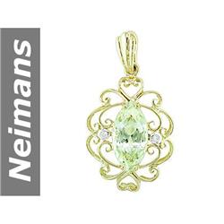 11.04 ct Yellow Kunzite & Diamond Pendant 14kt Gold