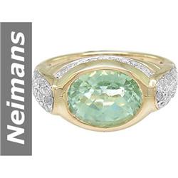 4.56 ct Green Amethyst & Diamond Ring 14kt Gold