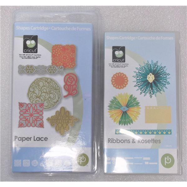 TWO Cricut Cartridges Paper Lace and Ribbons & Rosettes