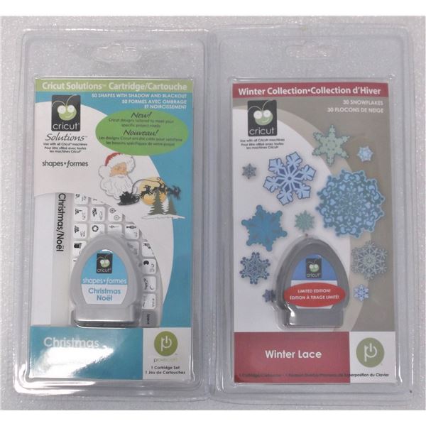 TWO Cricut Cartridges NEW Retired Christmas Noel and Winter Lace