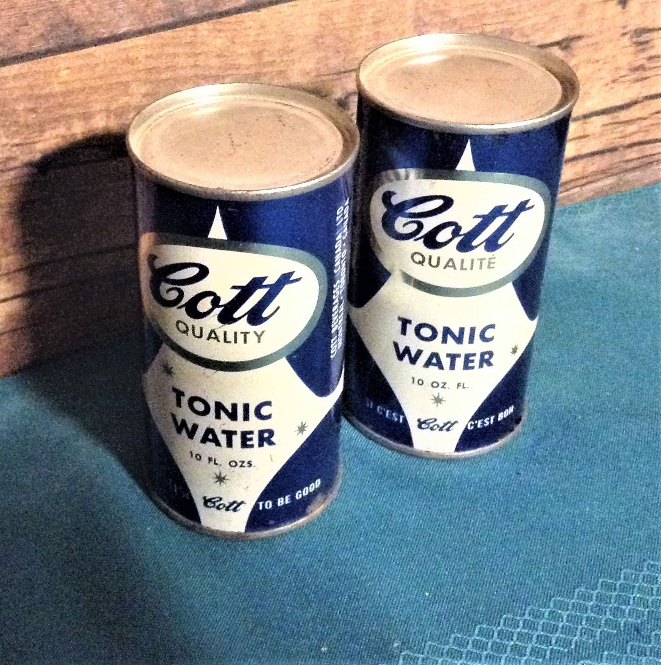 Two Vintage Cans - Cott Tonic Water, FULL