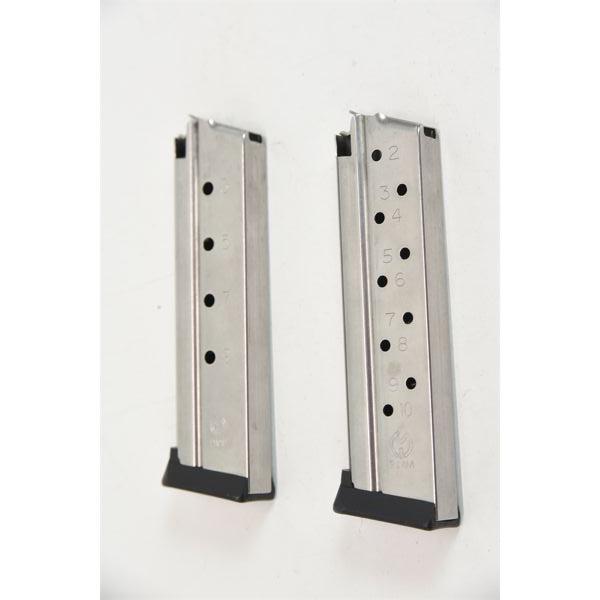 Two Mec-Gar 1911 9mm 10-Round Magazines - Flush Fit MGCGOV910AFC