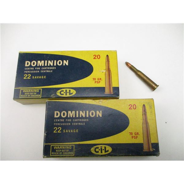 DOMINION .22 SAV COLLECTIBLE AMMO LOT