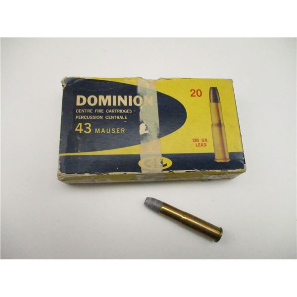 DOMINION .43 MAUSER COLLECTIBLE AMMO