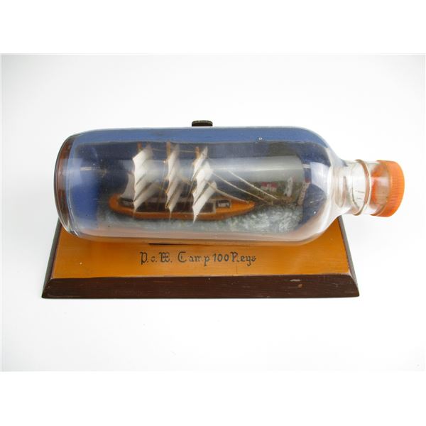 GERMAN PRISONER SAILBOAT BOTTLE ART