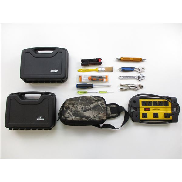 ASSORTED TOOLS / HANDGUN CASES ETC