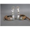 Image 1 : Edge Marked Crockett Overlaid Spurs- .8" Bands- 2.25" Shanks- 9 Point Rowels- Straps- Chap Guards