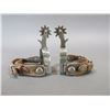 Image 2 : Edge Marked Crockett Overlaid Spurs- .8" Bands- 2.25" Shanks- 9 Point Rowels- Straps- Chap Guards