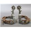 Image 3 : Edge Marked Crockett Overlaid Spurs- .8" Bands- 2.25" Shanks- 9 Point Rowels- Straps- Chap Guards