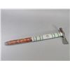 Image 1 : Beaded Pipe/ Tomahawk Combo- 7" Head- 23" Leather Wrapped Dotted Handle