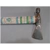 Image 2 : Beaded Pipe/ Tomahawk Combo- 7" Head- 23" Leather Wrapped Dotted Handle