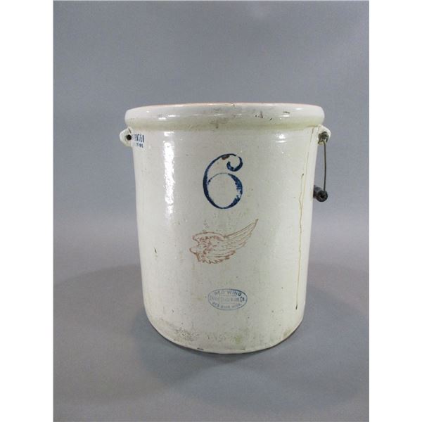 6 Gallon Redwing Crock- Missing 1 Handle