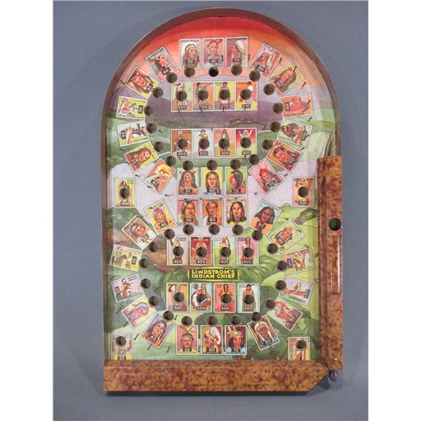 Lindstroms Indian Chief Pinball Game- Works Great- Rare Piece- 22.5" X 14"