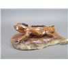 Image 2 : Wooden Lizard Carving- Chip On Back- 5"H X Base 14" X 8"