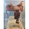 Image 5 : 14.5" Padded Seat Saddle- Tooled- Good Sheepskin- Been Repaired- Fair Condition- Sells With Stand