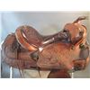 Image 6 : 14.5" Padded Seat Saddle- Tooled- Good Sheepskin- Been Repaired- Fair Condition- Sells With Stand