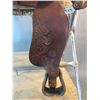 Image 7 : 14.5" Padded Seat Saddle- Tooled- Good Sheepskin- Been Repaired- Fair Condition- Sells With Stand