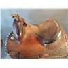 Image 2 : 14.5" Padded Seat Saddle- Tooled- Decent Sheepskin- Conchos- Damaged Horn- Been Modified- Fair Condi