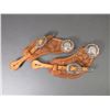 Image 1 : Marked Cary Schwarz Tooled Spurs Straps- 2" Scalloped Silver Conchos And Hardware Marked Marsh- Unwo