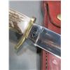 Image 2 : Marked Diamond S Stainless Bowie Knife- 7" Blade- 5.5" Antler Handle- Custom Sheath