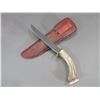Image 3 : Marked Diamond S Stainless Bowie Knife- 7" Blade- 5.5" Antler Handle- Custom Sheath