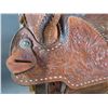 Image 3 : Unmarked Western Tooled Saddle- 15.5" Padded Seat Saddle- Good Sheepskin- Buckstitched- All There- 2